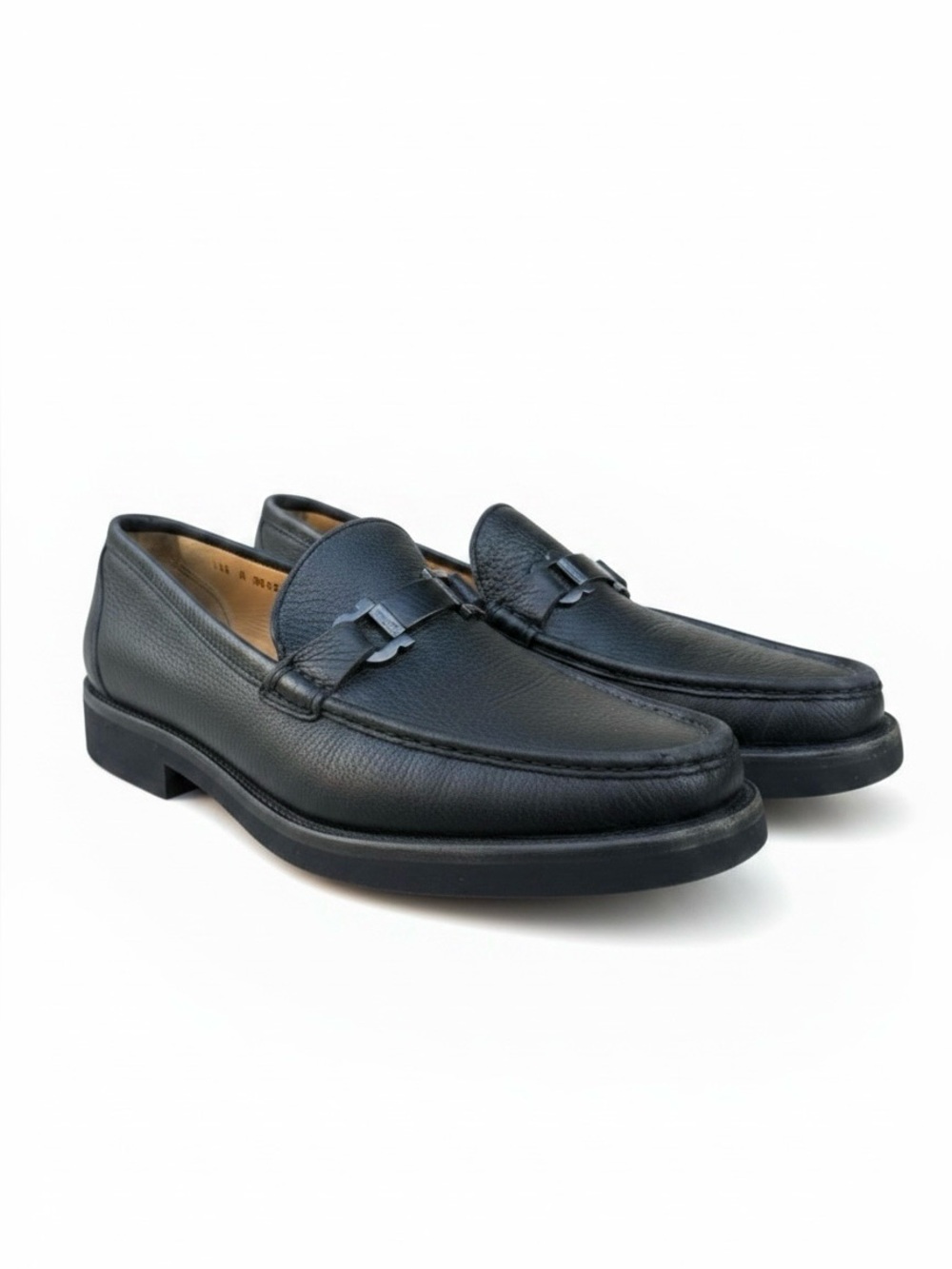 Salvatore Ferragamo Black Leather Gancini Loafers size 10.5